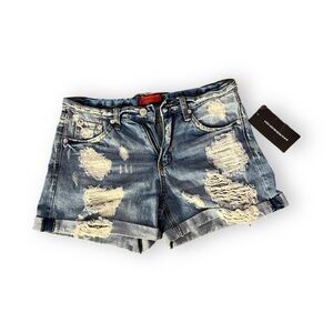 Signature 8 | Distressed cuffed denim shorts | Size: small